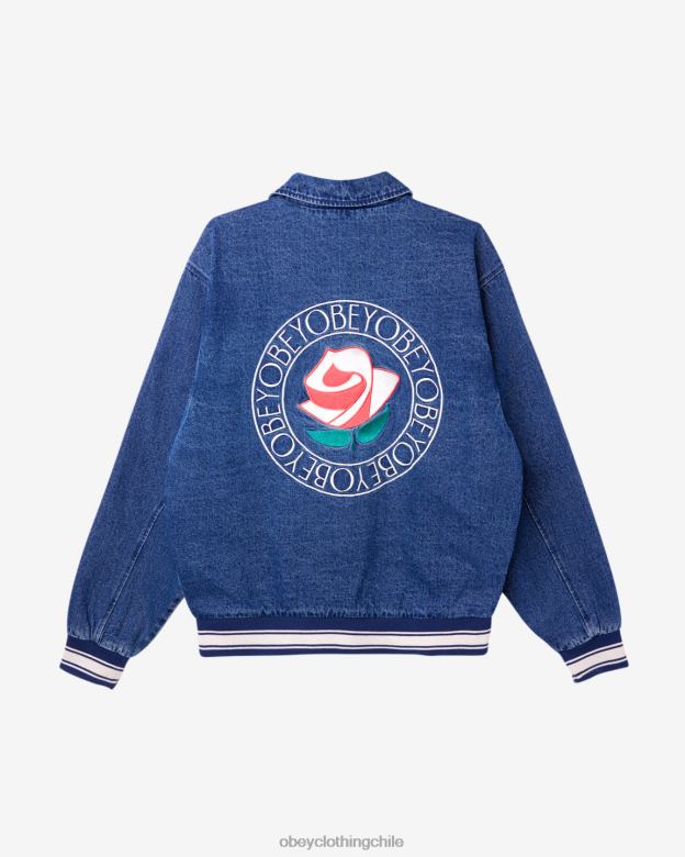 ropa 40VX257 hombres chaqueta tipo blusón rosa OBEY índigo lavado a la piedra