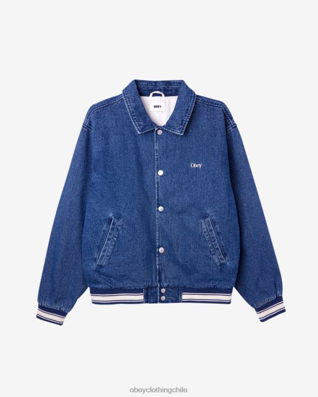 ropa 40VX257 hombres chaqueta tipo blusón rosa OBEY índigo lavado a la piedra
