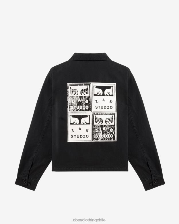 ropa 40VX259 hombres chaqueta con cremallera y póster OBEY antracita