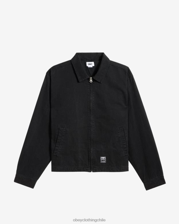 ropa 40VX259 hombres chaqueta con cremallera y póster OBEY antracita
