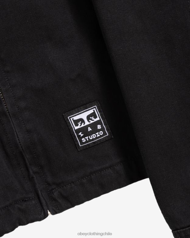 ropa 40VX259 hombres chaqueta con cremallera y póster OBEY antracita