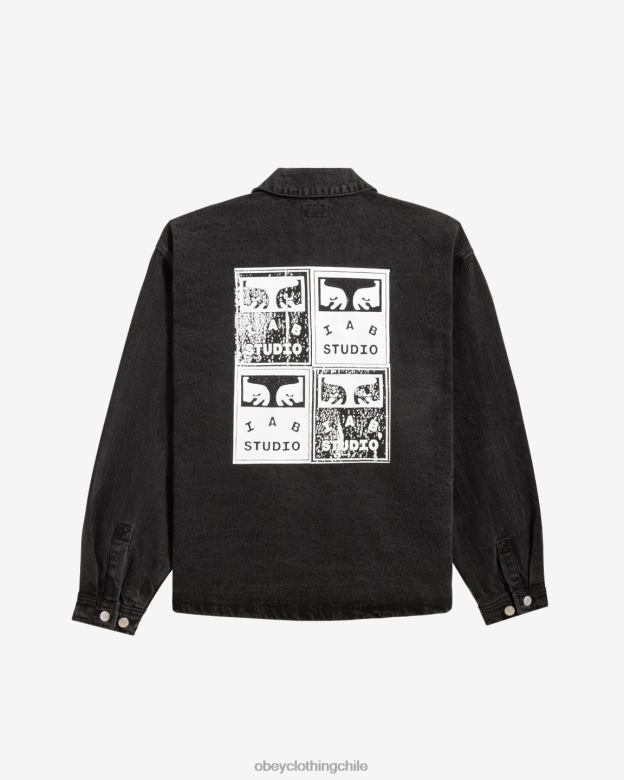 ropa 40VX262 hombres chaqueta de camisa de pintores OBEY negro polvoriento
