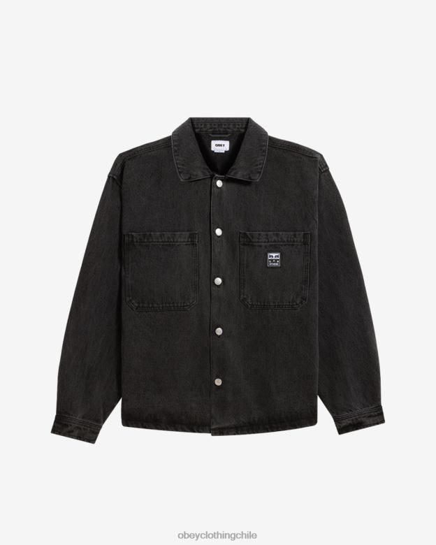 ropa 40VX262 hombres chaqueta de camisa de pintores OBEY negro polvoriento