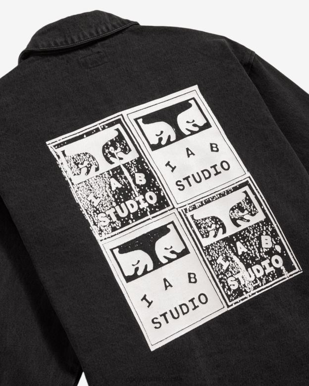 ropa 40VX262 hombres chaqueta de camisa de pintores OBEY negro polvoriento