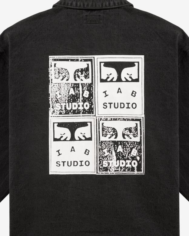 ropa 40VX262 hombres chaqueta de camisa de pintores OBEY negro polvoriento