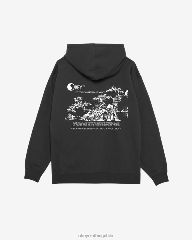ropa 40VX161 hombres Deja que tus preocupaciones se desvanezcan. Capucha con cremallera pesada. OBEY negro