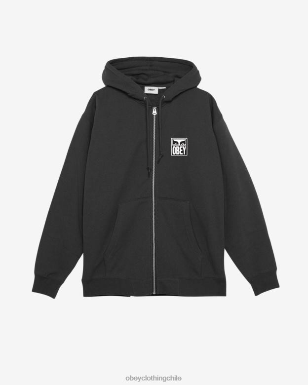 ropa 40VX168 hombres Eyes Icon II capucha pesada con cremallera OBEY negro