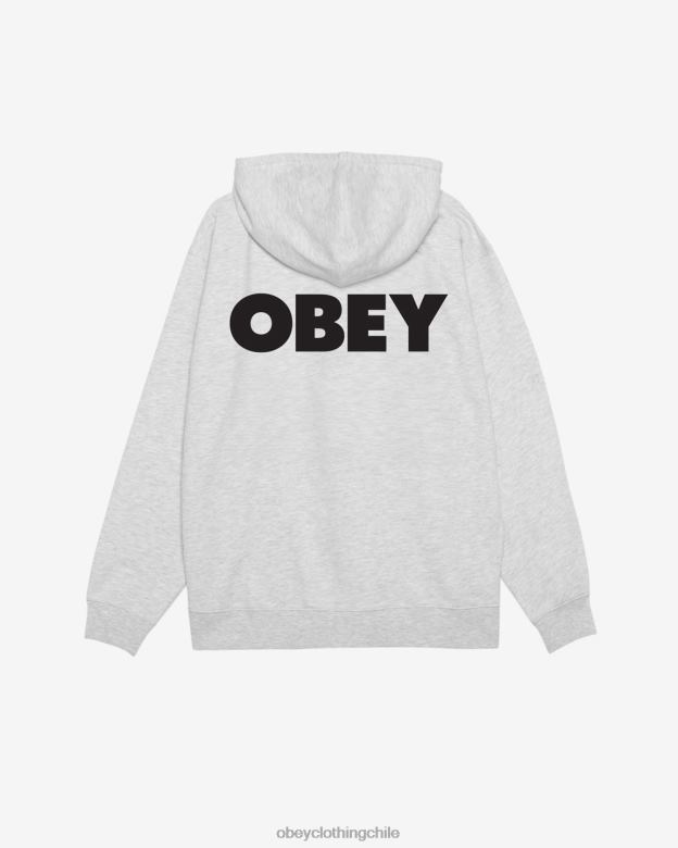 ropa 40VX170 hombres capucha con cremallera pesada y llamativa OBEY gris ceniza