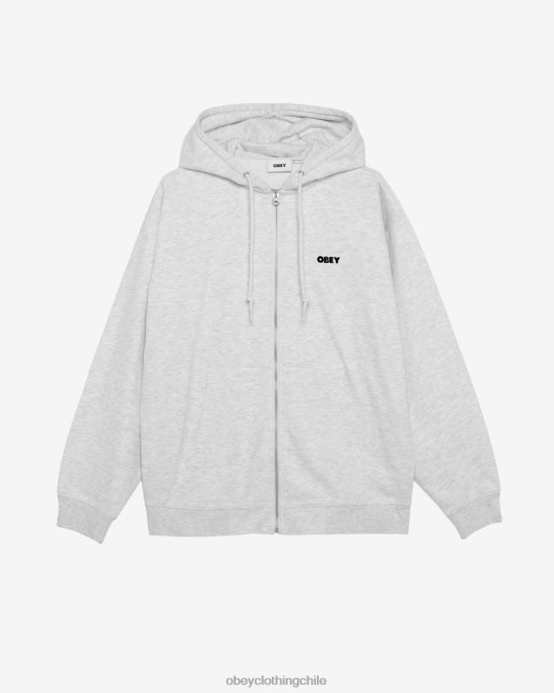 ropa 40VX170 hombres capucha con cremallera pesada y llamativa OBEY gris ceniza