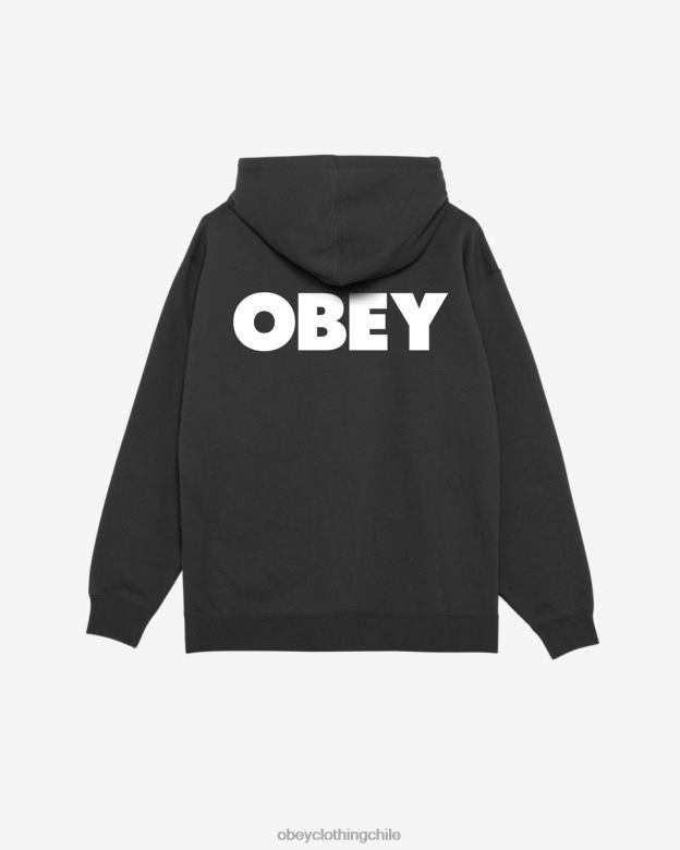 ropa 40VX171 hombres capucha con cremallera pesada y llamativa OBEY negro