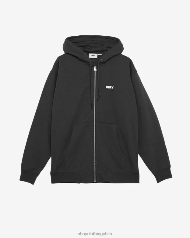 ropa 40VX171 hombres capucha con cremallera pesada y llamativa OBEY negro