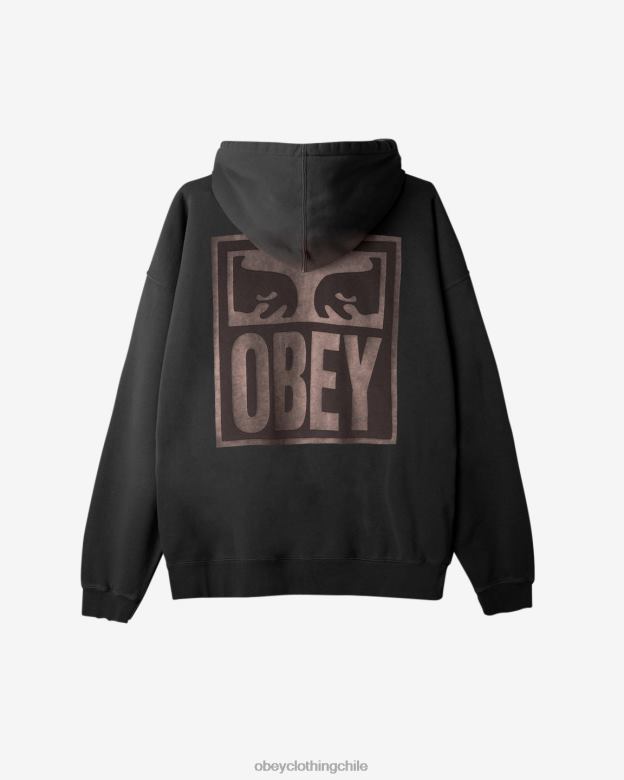 ropa 40VX197 hombres jersey extrapesado con icono de ojos pigmentados OBEY pigmento negro pirata