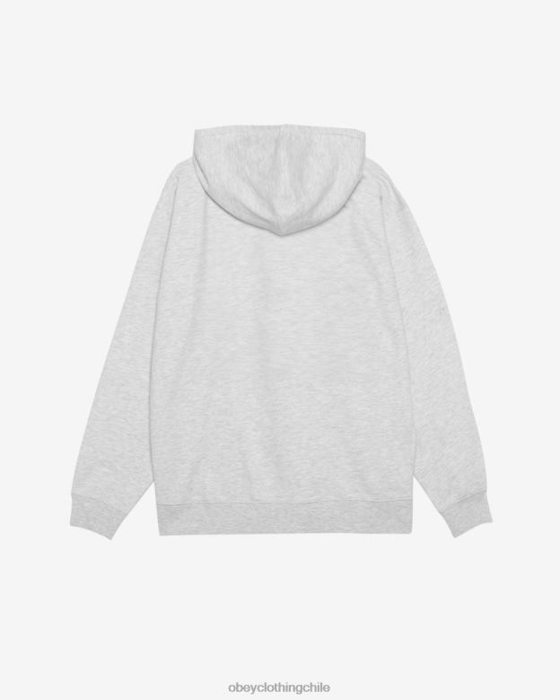 ropa 40VX201 hombres capucha con cremallera para ojos est. works OBEY gris ceniza