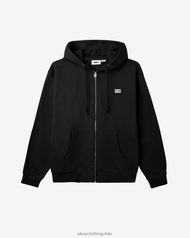 ropa 40VX202 hombres capucha con cremallera para ojos est. works OBEY negro