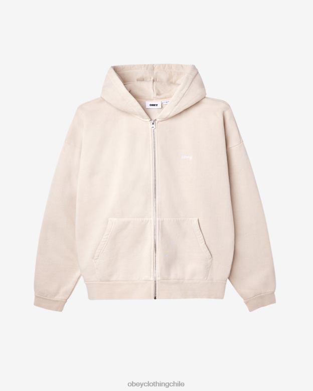ropa 40VX204 hombres capucha con cremallera pigmentada en minúsculas OBEY arcilla pigmentada