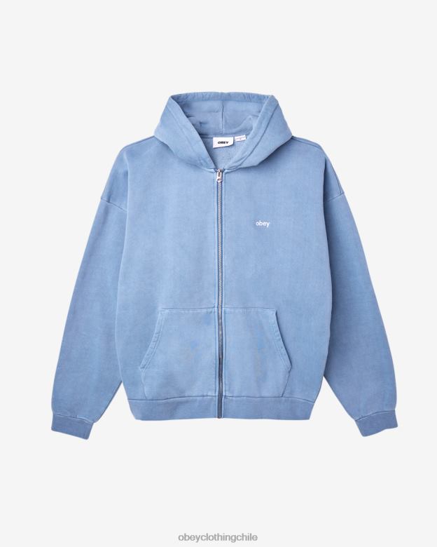 ropa 40VX205 hombres capucha con cremallera pigmentada en minúsculas OBEY pigmento azul corona