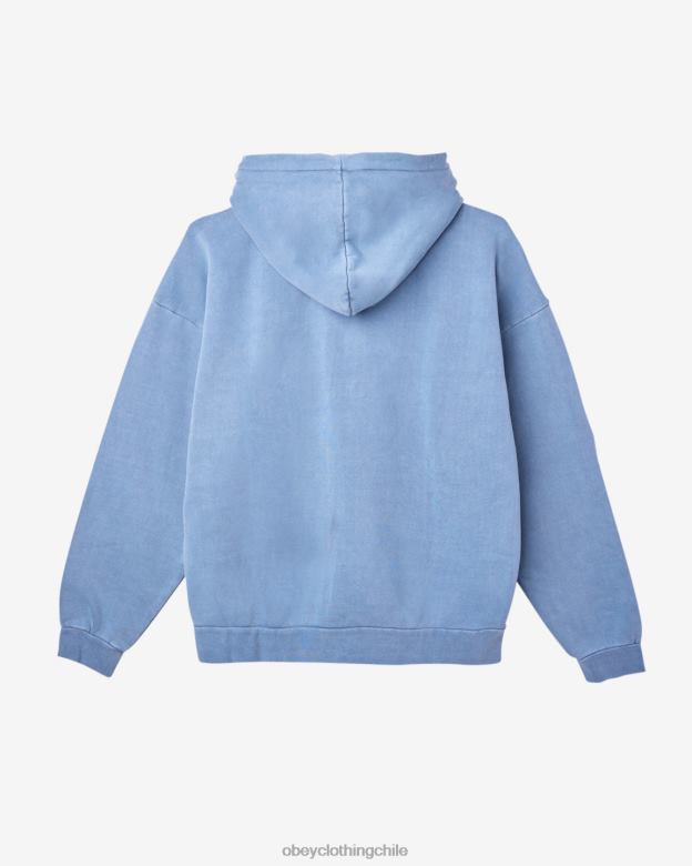 ropa 40VX205 hombres capucha con cremallera pigmentada en minúsculas OBEY pigmento azul corona