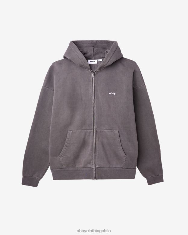 ropa 40VX206 hombres capucha con cremallera pigmentada en minúsculas OBEY pigmento negro digital