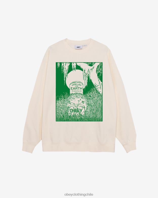 ropa 40VX210 hombres aquí yace el cuello redondo de peso pesado de la tierra OBEY sin blanquear