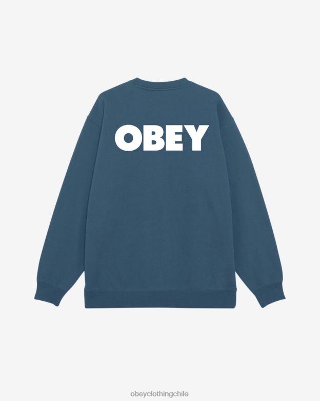 ropa 40VX214 hombres cuello redondo audaz y pesado OBEY corneta azul