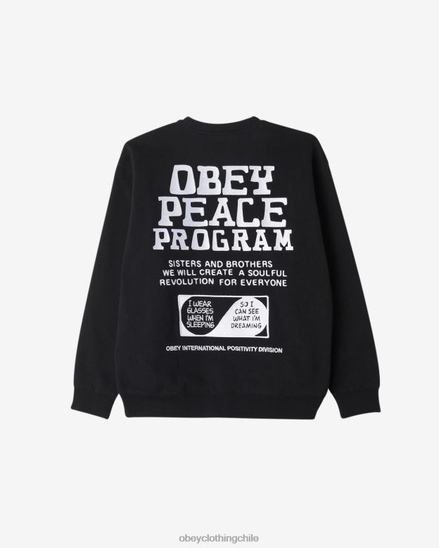 ropa 40VX227 hombres cuello redondo del programa de paz OBEY negro
