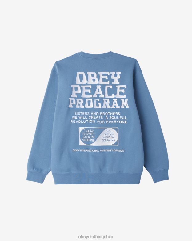 ropa 40VX228 hombres cuello redondo del programa de paz OBEY corona azul