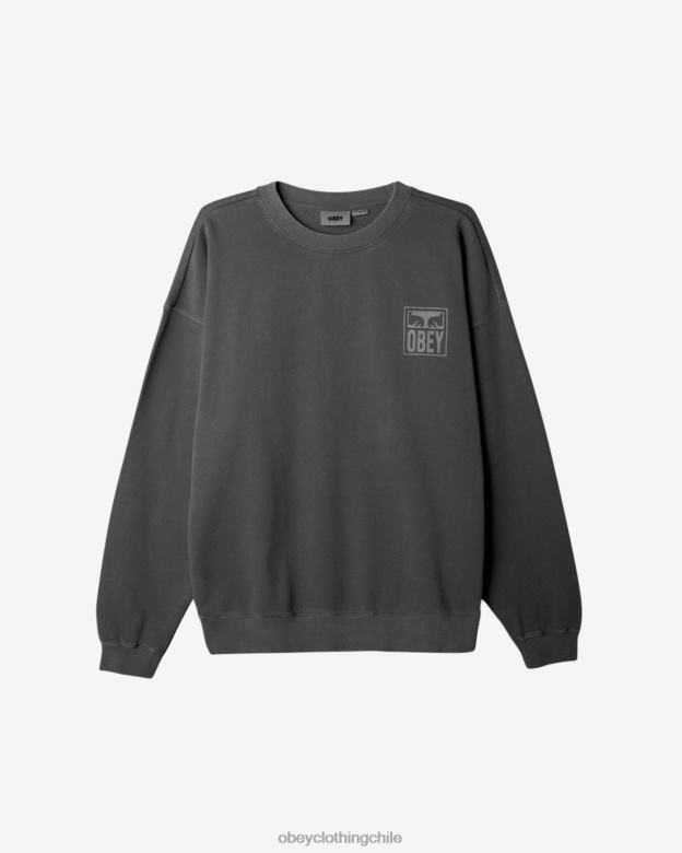ropa 40VX233 hombres icono de ojos cuello redondo extrapesado OBEY pigmento negro pirata