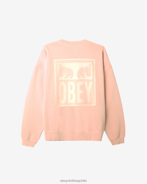 ropa 40VX234 hombres icono de ojos cuello redondo extrapesado OBEY parfait de melocotón pigmentado