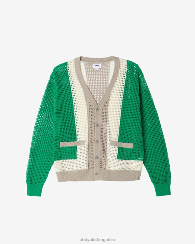 ropa 40VX264 hombres cárdigan anderson años 60 OBEY verde múltiple
