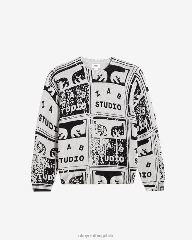 ropa 40VX265 hombres suéter de carteles descoloridos OBEY gris jaspeado multicolor