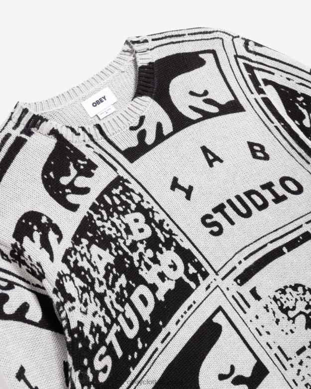 ropa 40VX265 hombres suéter de carteles descoloridos OBEY gris jaspeado multicolor