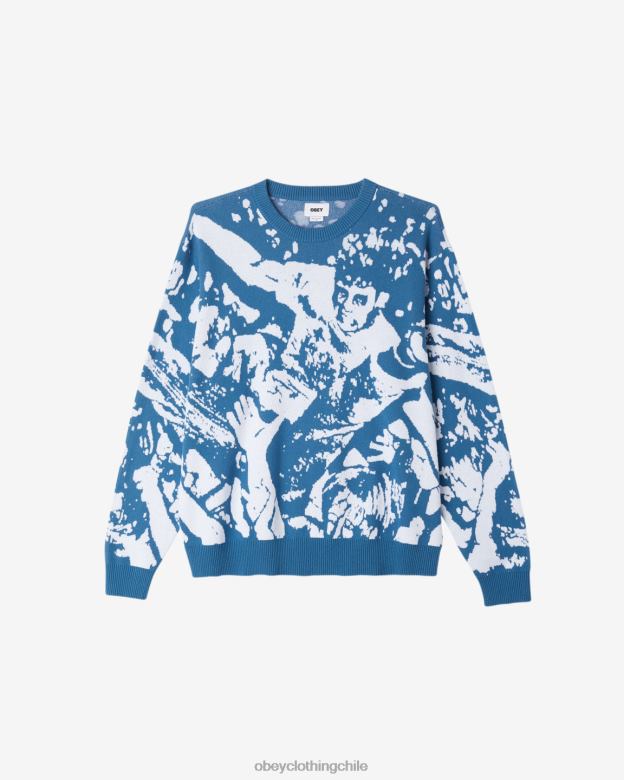 ropa 40VX269 hombres suéter de surf multitud OBEY corona azul multi