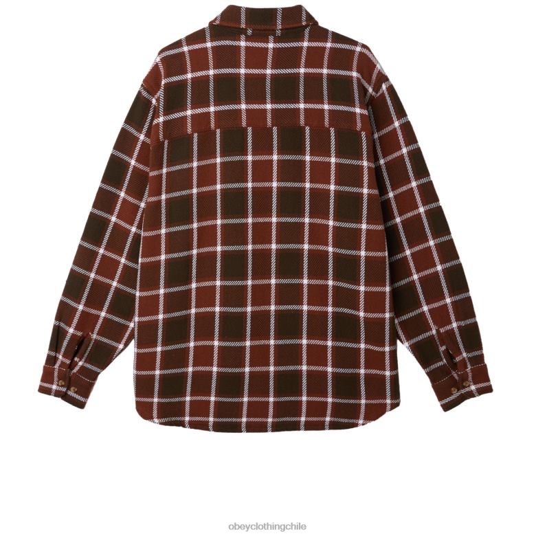 ropa 40VX755 hombres camisa a cuadros pez gordo OBEY sepia múltiple