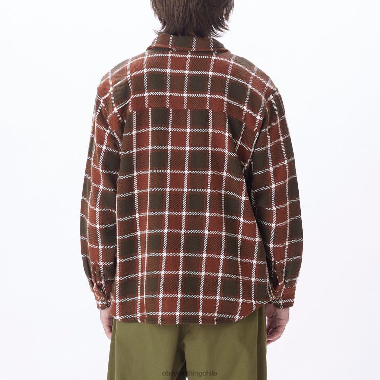 ropa 40VX755 hombres camisa a cuadros pez gordo OBEY sepia múltiple