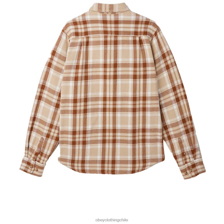 ropa 40VX757 hombres camisa fred OBEY crema irlandesa multi