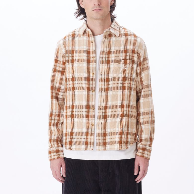 ropa 40VX757 hombres camisa fred OBEY crema irlandesa multi