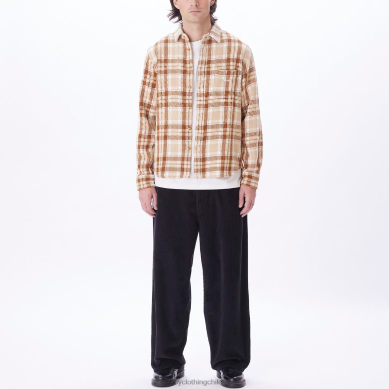 ropa 40VX757 hombres camisa fred OBEY crema irlandesa multi