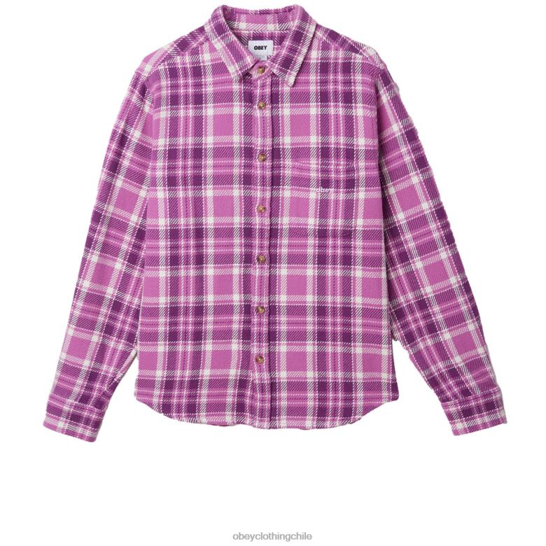 ropa 40VX758 hombres camisa fred OBEY mora morada multi