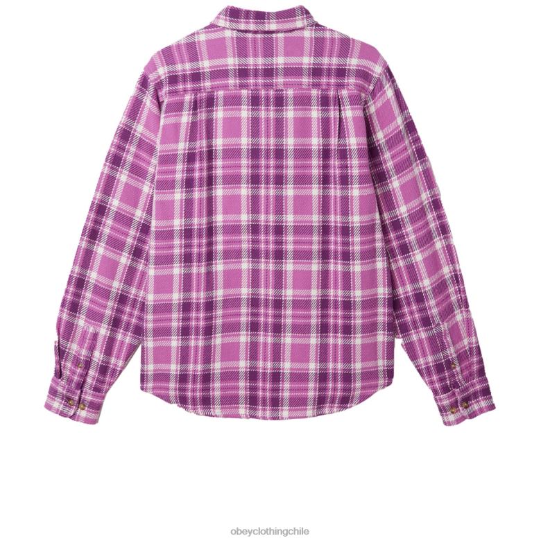 ropa 40VX758 hombres camisa fred OBEY mora morada multi