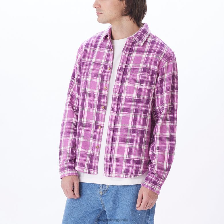 ropa 40VX758 hombres camisa fred OBEY mora morada multi