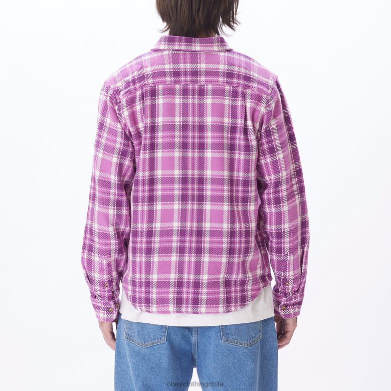 ropa 40VX758 hombres camisa fred OBEY mora morada multi