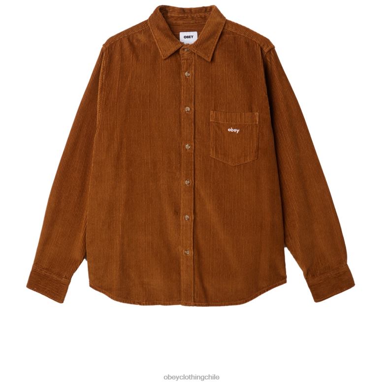 ropa 40VX759 hombres camisa de millas OBEY madera de catechu
