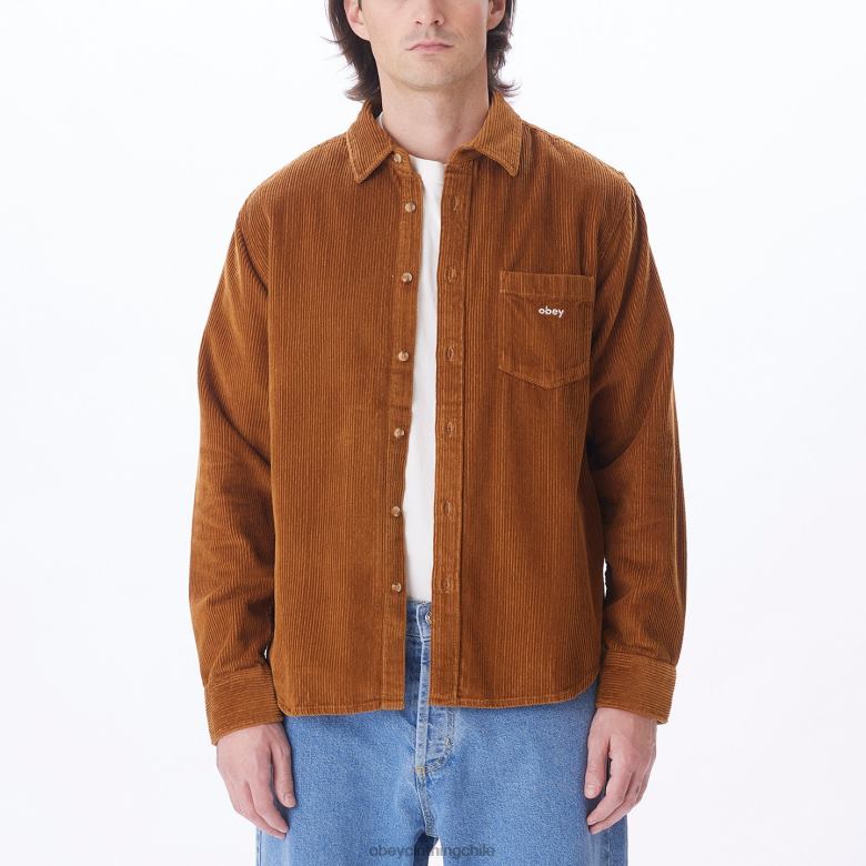 ropa 40VX759 hombres camisa de millas OBEY madera de catechu
