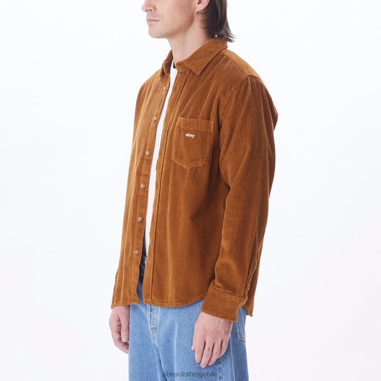 ropa 40VX759 hombres camisa de millas OBEY madera de catechu