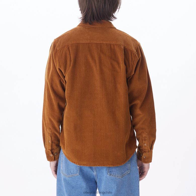 ropa 40VX759 hombres camisa de millas OBEY madera de catechu