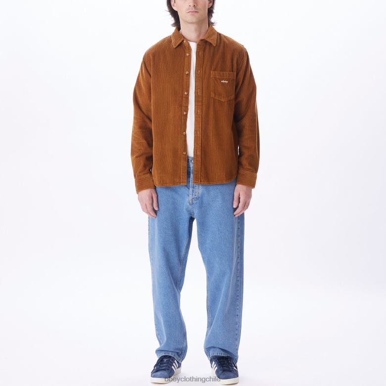 ropa 40VX759 hombres camisa de millas OBEY madera de catechu