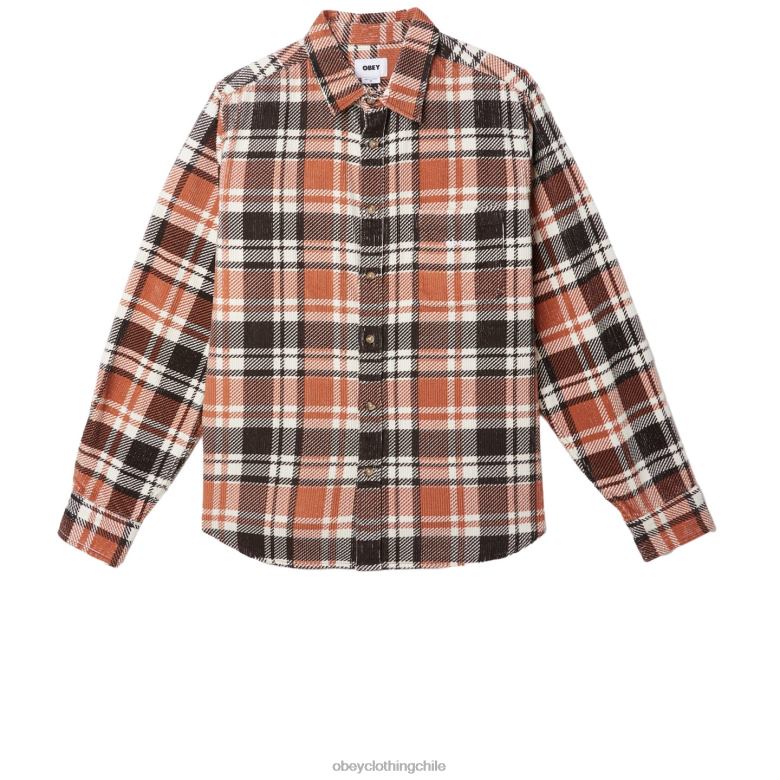 ropa 40VX761 hombres camisa de pana benny OBEY java marrón multi