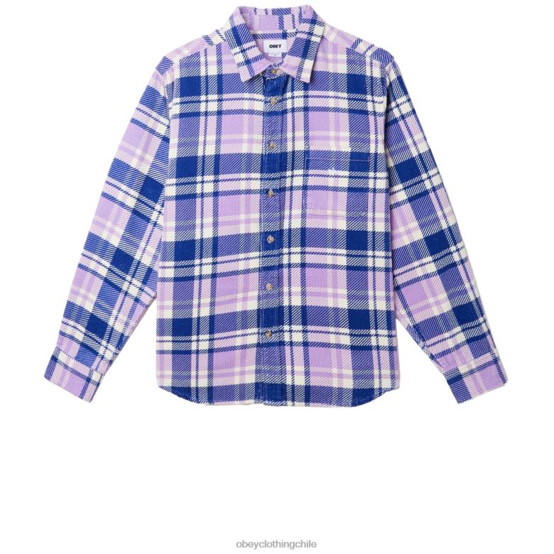 ropa 40VX762 hombres camisa de pana benny OBEY rosa morada multi