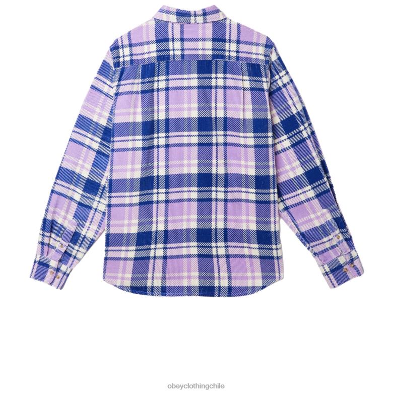 ropa 40VX762 hombres camisa de pana benny OBEY rosa morada multi