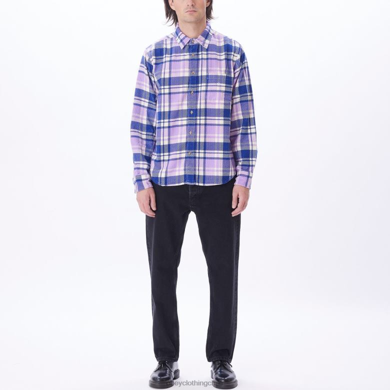 ropa 40VX762 hombres camisa de pana benny OBEY rosa morada multi
